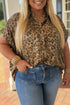 Western Style Leopard Print Short Sleeve Dolman Shirt