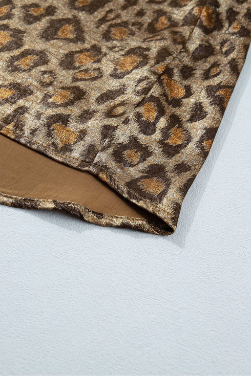 Western Style Leopard Print Short Sleeve Dolman Shirt