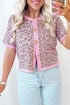Western Style Leopard Print Short Sleeve Sweater Cardigan