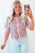 Western Style Leopard Print Short Sleeve Sweater Cardigan