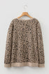 Western Style Leopard Print Textured Long Sleeve Top