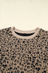 Western Style Leopard Print Textured Long Sleeve Top