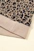Western Style Leopard Print Textured Long Sleeve Top