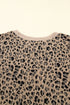 Western Style Leopard Print Textured Long Sleeve Top