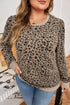 Western Style Leopard Print Textured Long Sleeve Top