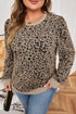 Western Style Leopard Print Textured Long Sleeve Top