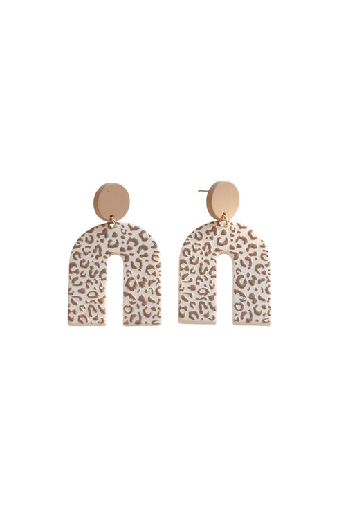 Western Style Leopard Print U Shaped Drop Earrings