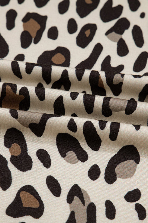 Western Style Leopard Print Wide Leg Cropped Pants