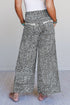 Western Style Leopard Print Wide Leg Terry Knit Pants