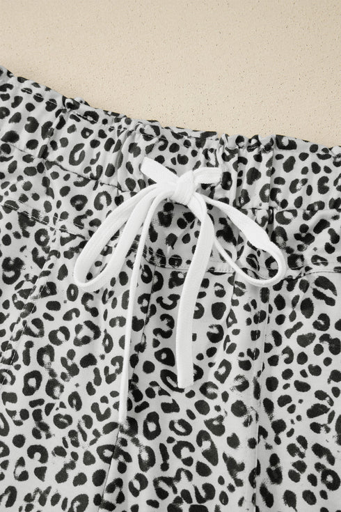 Western Style Leopard Print Wide Leg Terry Knit Pants