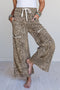 Western Style Leopard Print Wide Leg Terry Knit Pants