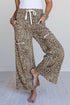 Western Style Leopard Print Wide Leg Terry Knit Pants