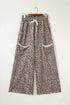 Western Style Leopard Print Wide Leg Terry Knit Pants
