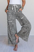Western Style Leopard Print Wide Leg Terry Knit Pants