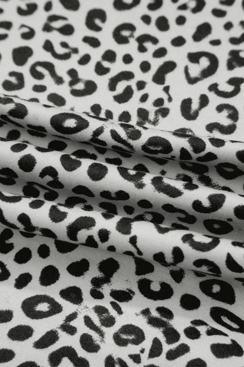 Western Style Leopard Print Wide Leg Terry Knit Pants