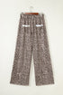 Western Style Leopard Print Wide Leg Terry Knit Pants