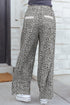 Western Style Leopard Print Wide Leg Terry Knit Pants