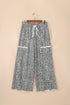 Western Style Leopard Print Wide Leg Terry Knit Pants