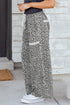 Western Style Leopard Print Wide Leg Terry Knit Pants