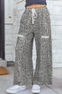 Western Style Leopard Print Wide Leg Terry Knit Pants