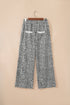 Western Style Leopard Print Wide Leg Terry Knit Pants