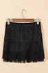 Western Style Letter Print Tiered Fringe Mini Skirt