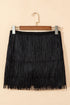 Western Style Letter Print Tiered Fringe Mini Skirt