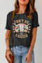 Western Style Longhorn Graphic Print Crew Neck Tee