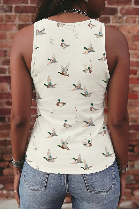 Western Style Mallard Print Sleeveless Tank Top