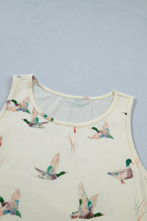 Western Style Mallard Print Sleeveless Tank Top
