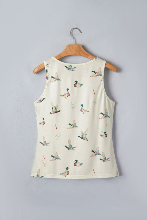 Western Style Mallard Print Sleeveless Tank Top