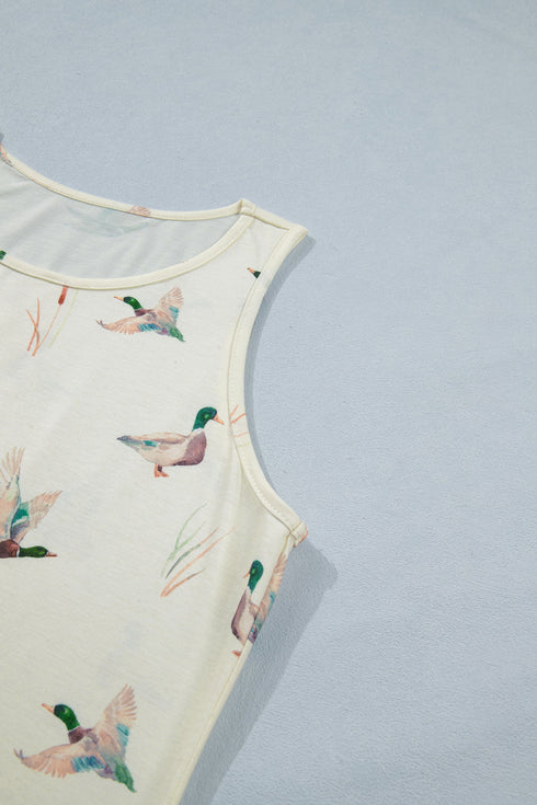 Western Style Mallard Print Sleeveless Tank Top