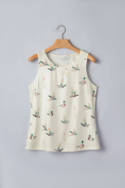 Western Style Mallard Print Sleeveless Tank Top