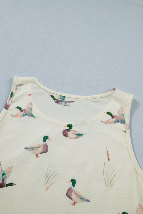 Western Style Mallard Print Sleeveless Tank Top