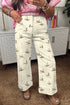 Western Style Mallard Printed Cuffed Hem Jeans