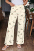 Western Style Mallard Printed Cuffed Hem Jeans