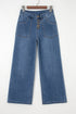 Western Style Multi Button High Waist Wide Leg Denim Jeans