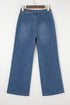 Western Style Multi Button High Waist Wide Leg Denim Jeans