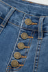 Western Style Multi Button High Waist Wide Leg Denim Jeans