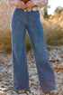 Western Style Multi Button High Waist Wide Leg Denim Jeans