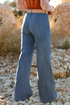 Western Style Multi Button High Waist Wide Leg Denim Jeans