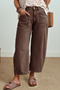 Western Style Patch Pocket Ankle Length Barrel Jeans