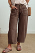 Western Style Patch Pocket Ankle Length Barrel Jeans