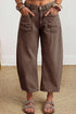 Western Style Patch Pocket Ankle Length Barrel Jeans