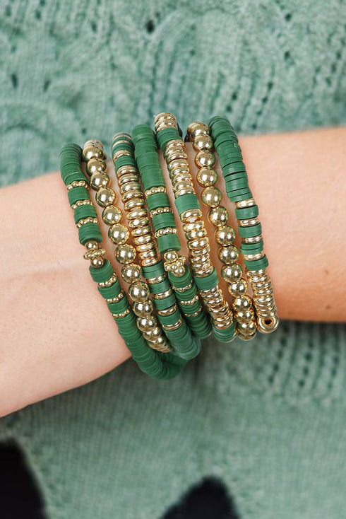 Western Style Polymer Clay Beaded Stackable Bracelet Set