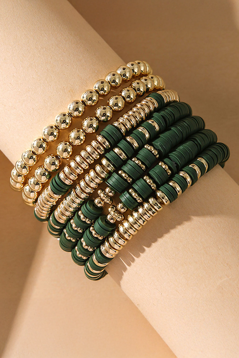 Western Style Polymer Clay Beaded Stackable Bracelet Set