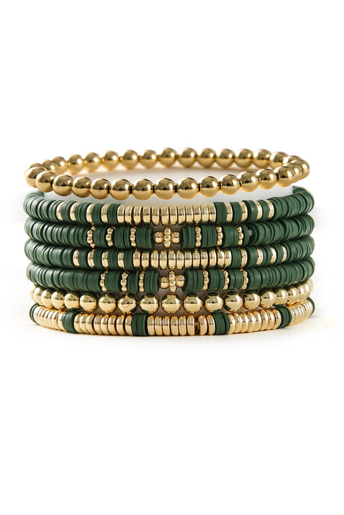 Western Style Polymer Clay Beaded Stackable Bracelet Set