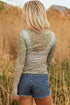 Western Style Sheer Floral Mesh Button Front Shirt