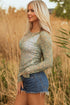 Western Style Sheer Floral Mesh Button Front Shirt