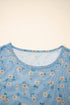 Western Style Sheer Floral Mesh Button Front Shirt